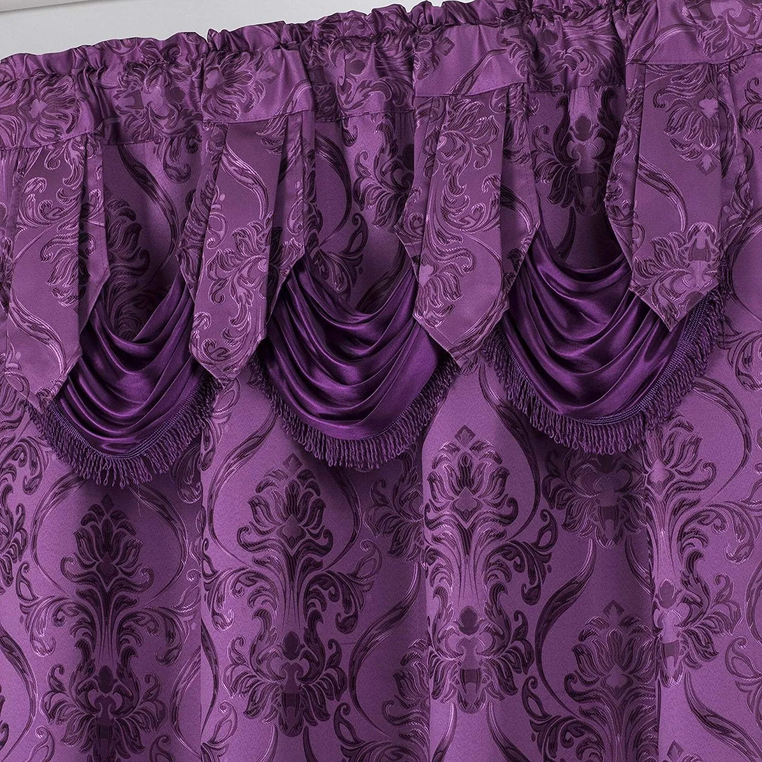 6 Piece Drape Set with Attached Valance and Sheer with 2 Tie Backs