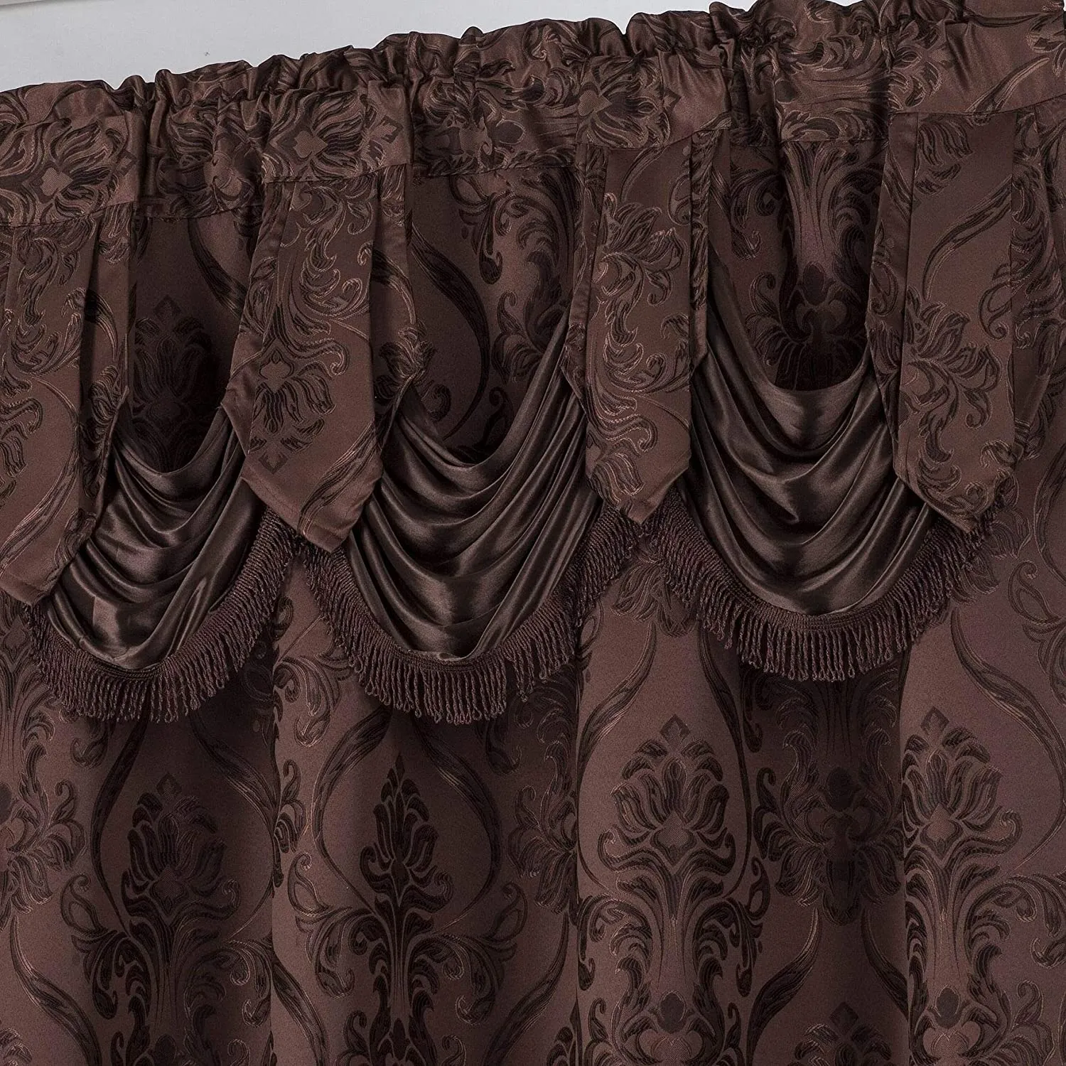 6 Piece Drape Set with Attached Valance and Sheer with 2 Tie Backs