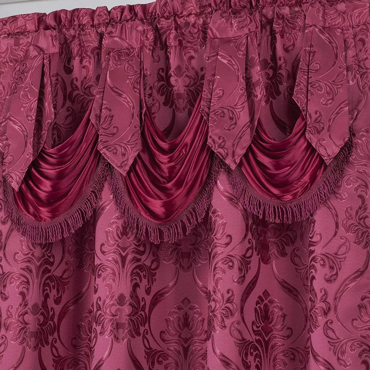 6 Piece Drape Set with Attached Valance and Sheer with 2 Tie Backs