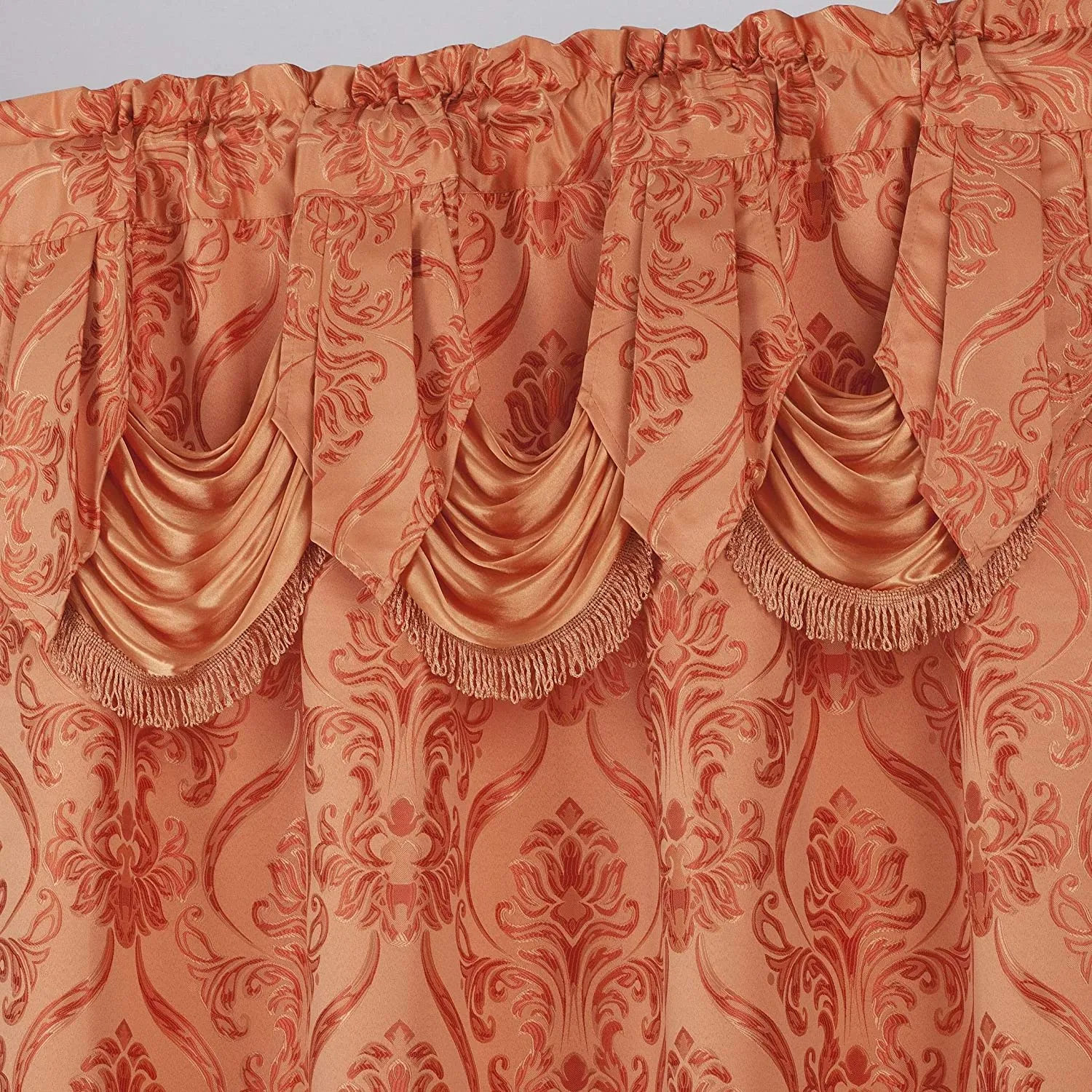 6 Piece Drape Set with Attached Valance and Sheer with 2 Tie Backs