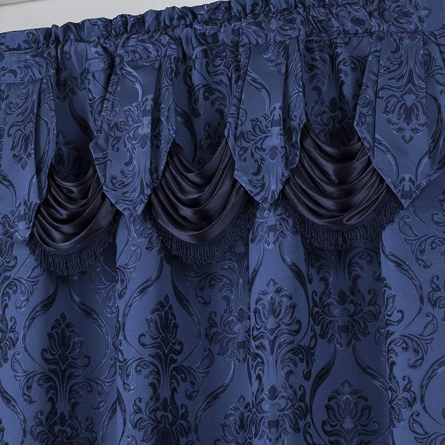 6 Piece Drape Set with Attached Valance and Sheer with 2 Tie Backs