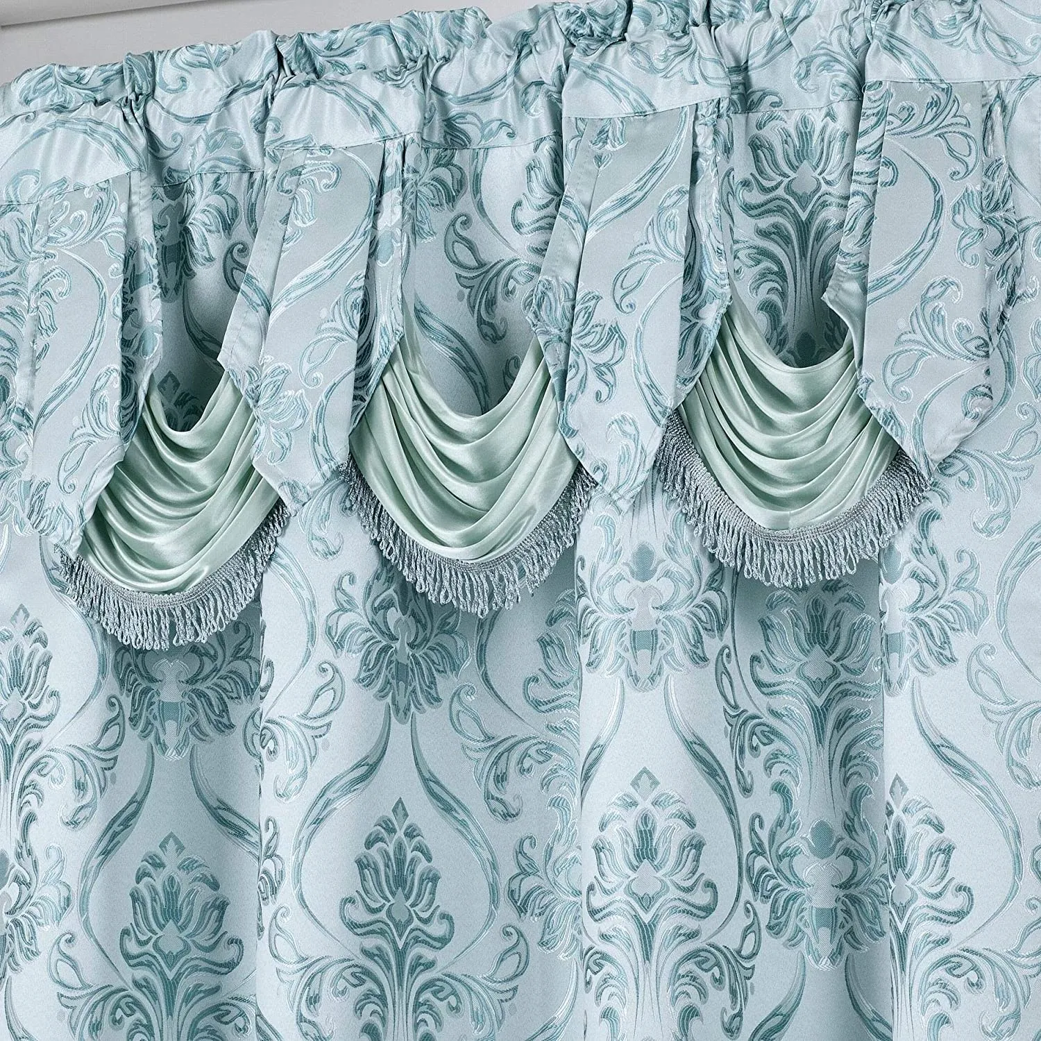 6 Piece Drape Set with Attached Valance and Sheer with 2 Tie Backs