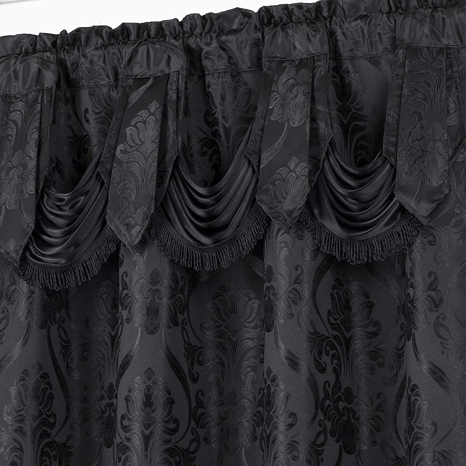 6 Piece Drape Set with Attached Valance and Sheer with 2 Tie Backs