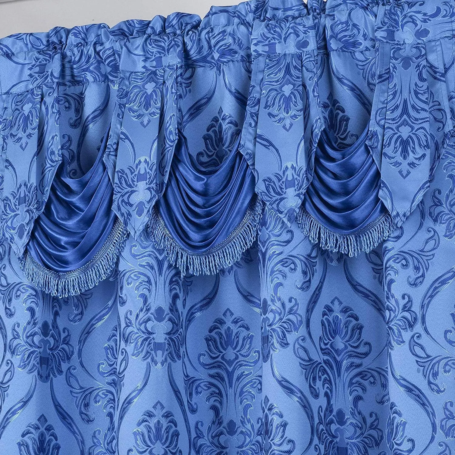 6 Piece Drape Set with Attached Valance and Sheer with 2 Tie Backs