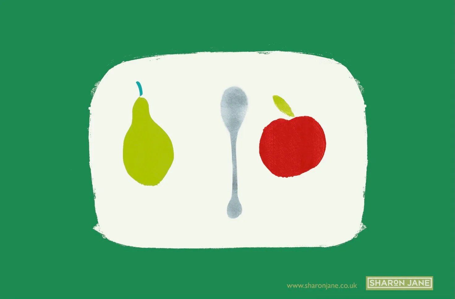 Apple   Pear Tea Towel - Kelly Green