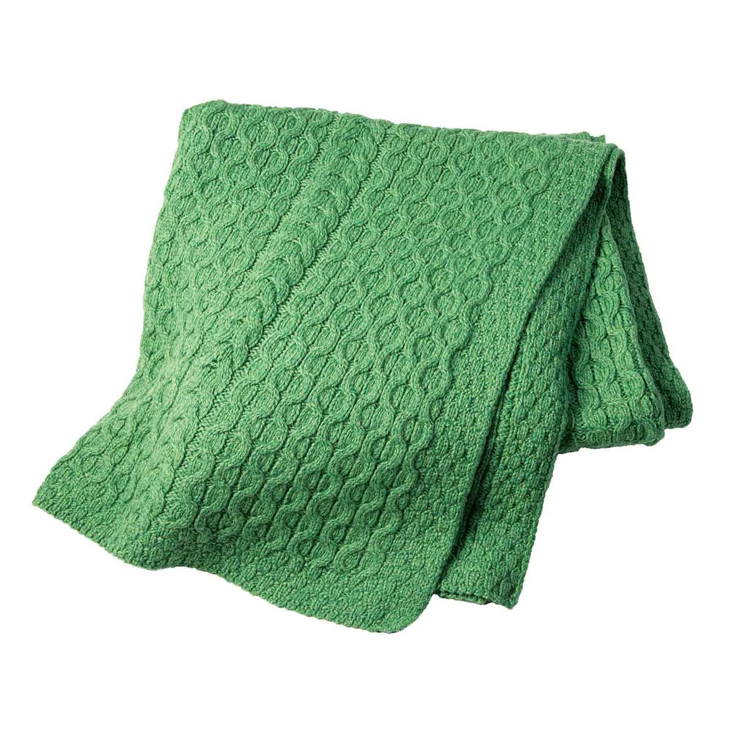 Aran Knit Honeycomb King Blanket- Green