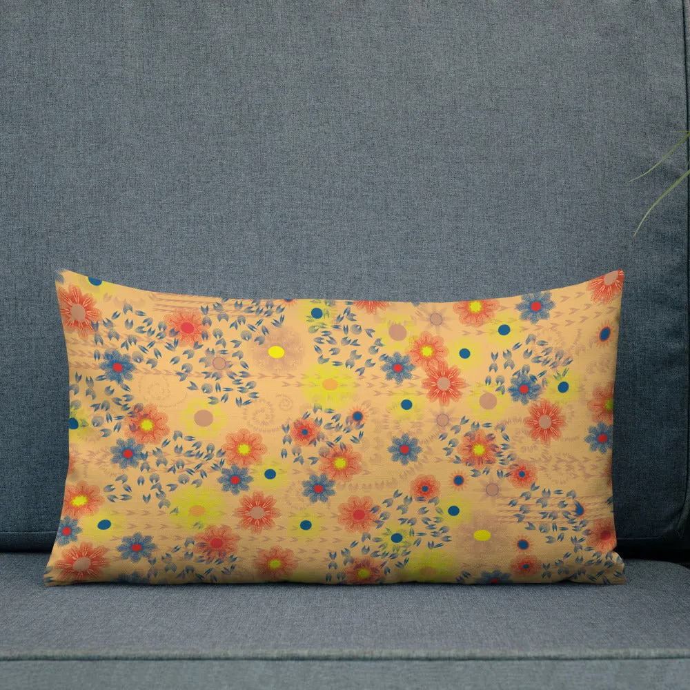 Arc Series golden Floral Premium Pillow, available in 3 sizes, Made to Order