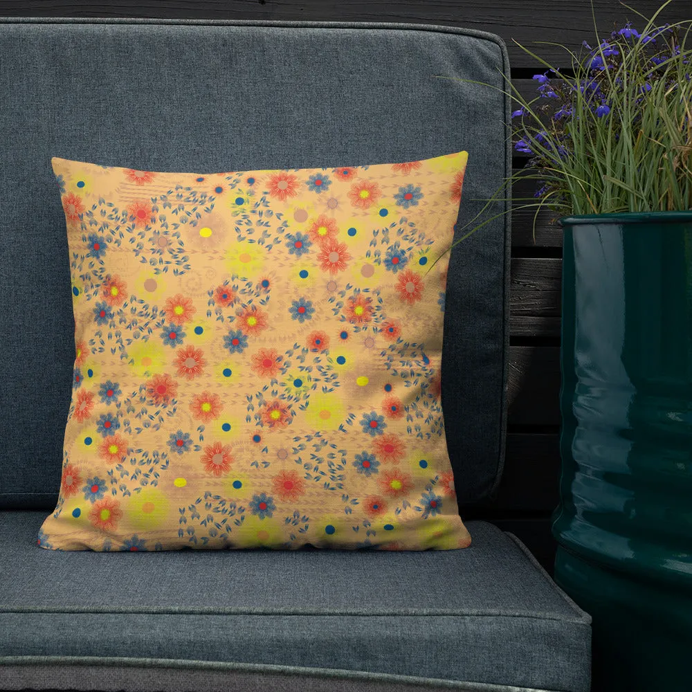 Arc Series golden Floral Premium Pillow, available in 3 sizes, Made to Order