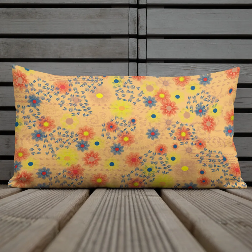 Arc Series golden Floral Premium Pillow, available in 3 sizes, Made to Order