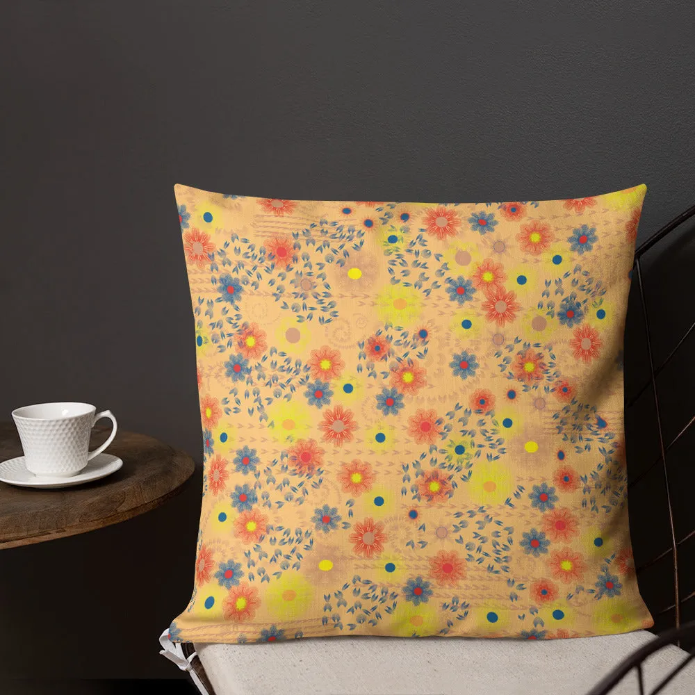 Arc Series golden Floral Premium Pillow, available in 3 sizes, Made to Order