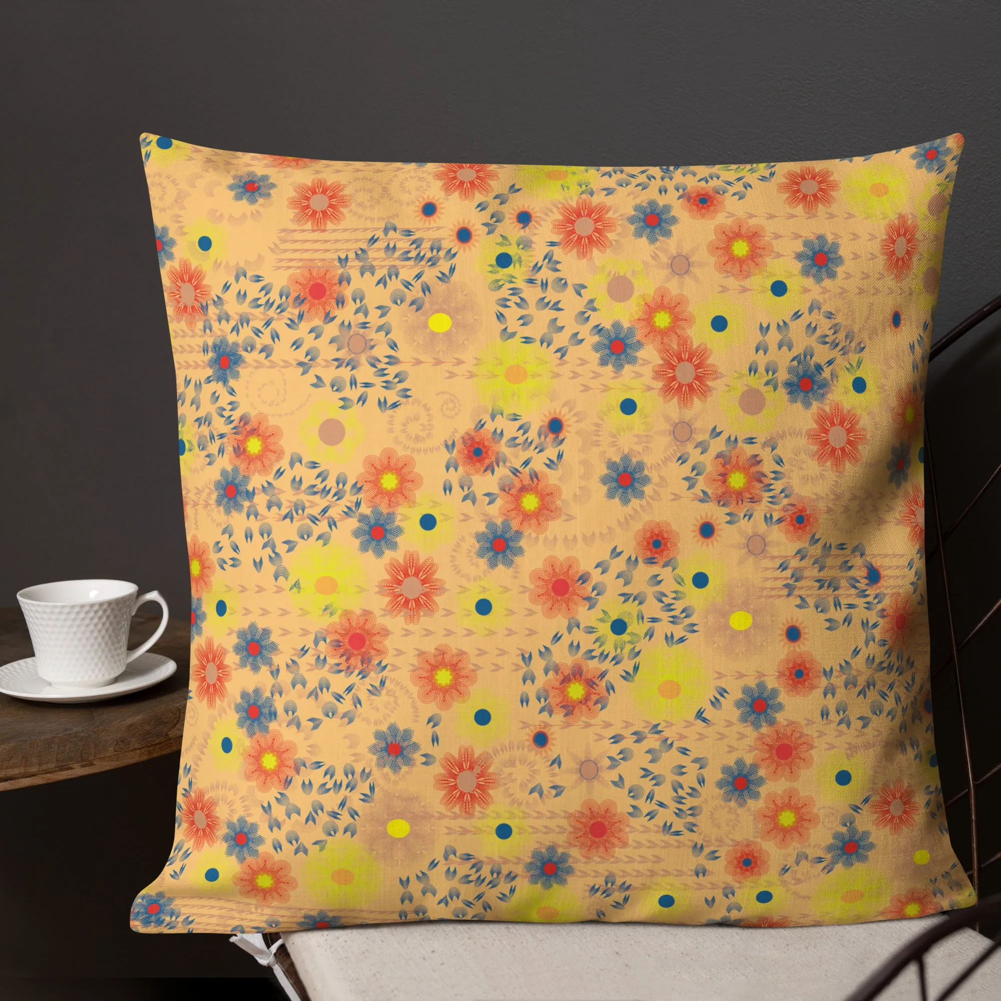 Arc Series golden Floral Premium Pillow, available in 3 sizes, Made to Order