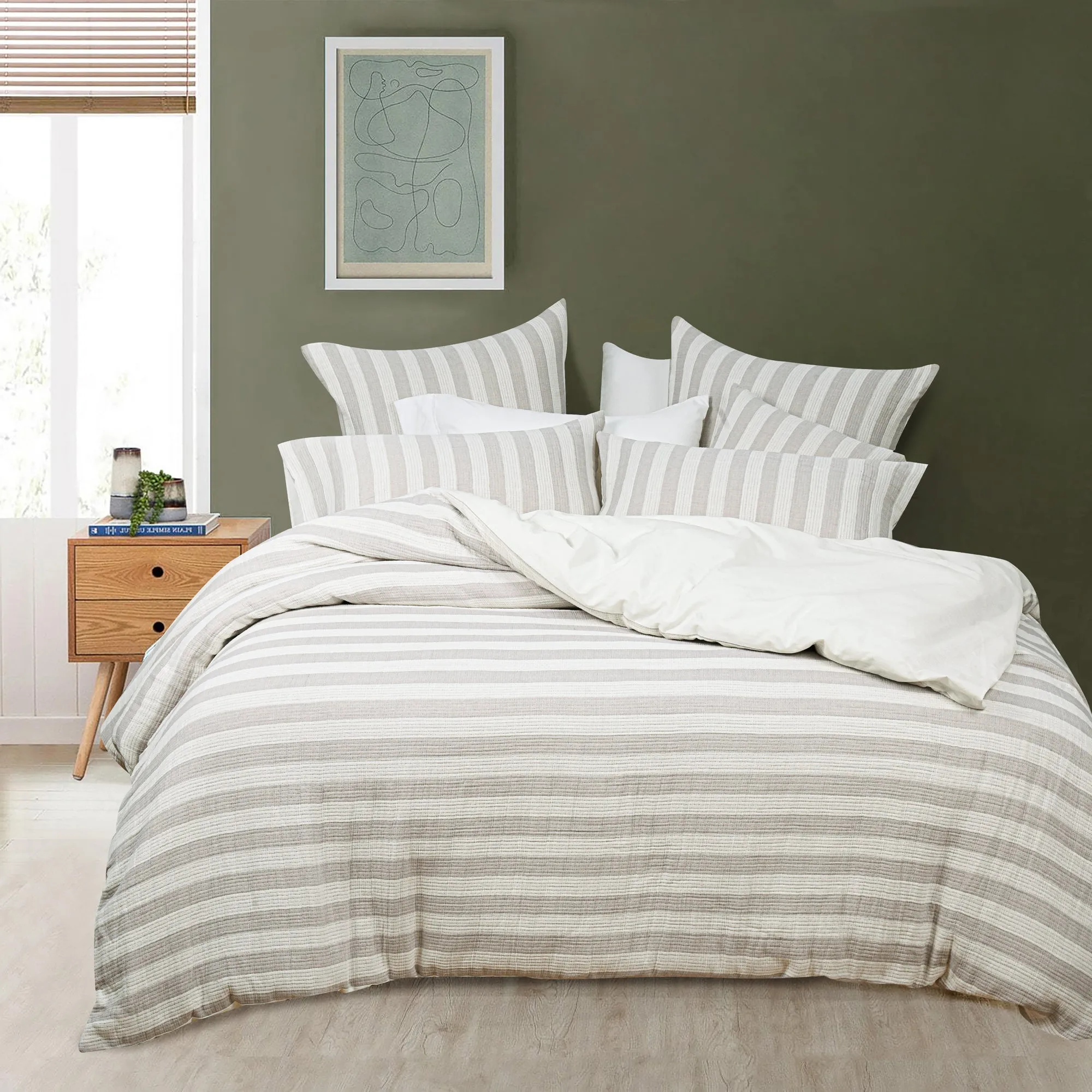 Bianca Bedding Woden Quilt Cover Set