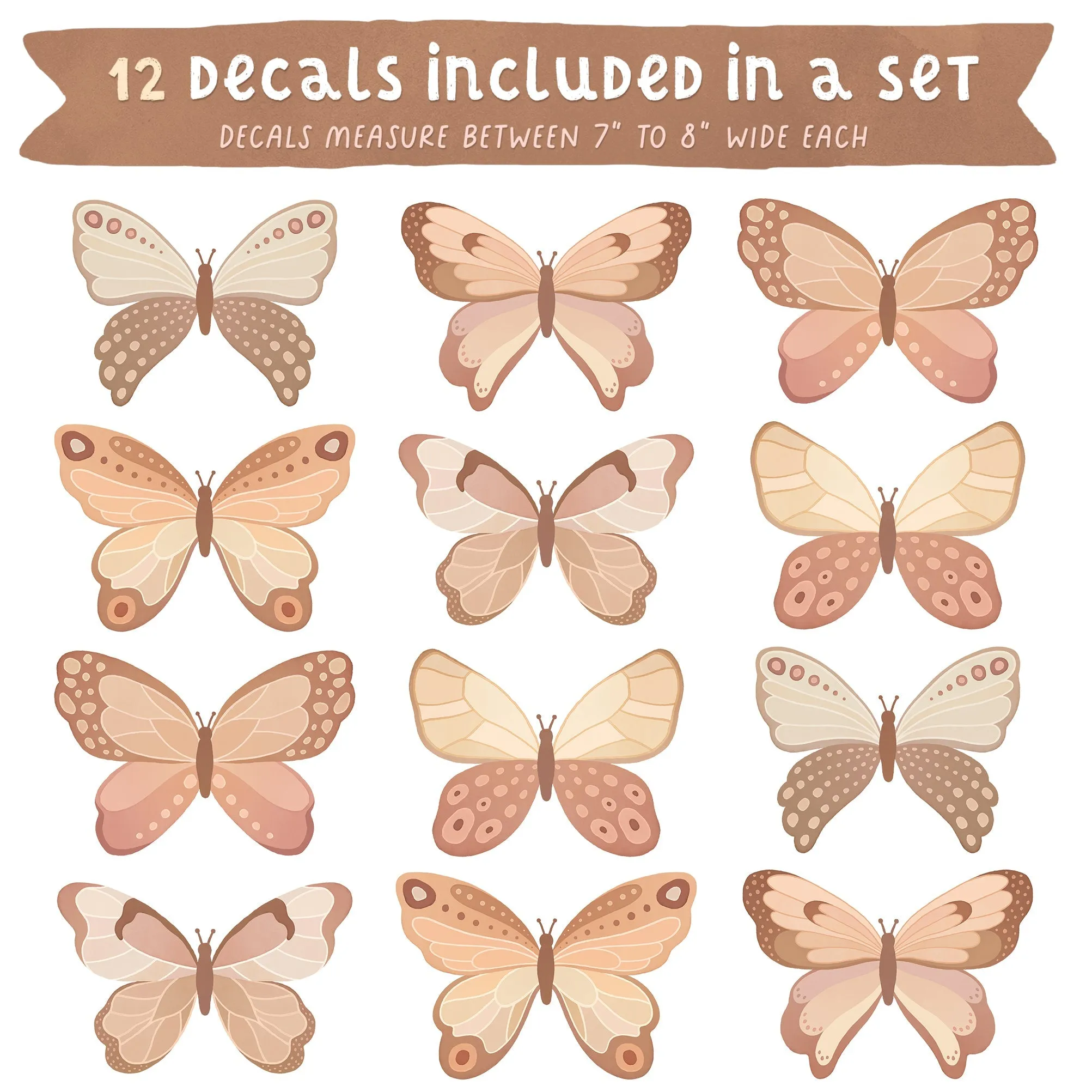 Bohemian Butterflies Fabric Wall Decal Set