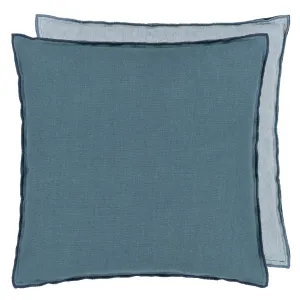 Brera Lino Midnight & Chambray Linen Throw Pillow by Designers Guild