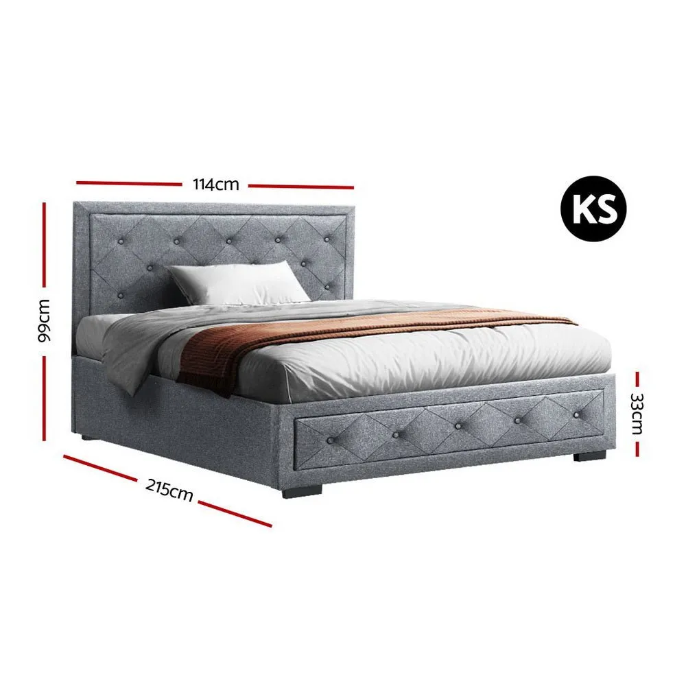 Bronte Storage King Single Bed Frame Grey