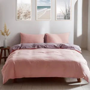 Deluxe Washed Cotton Quilt Set Pink Purple Double