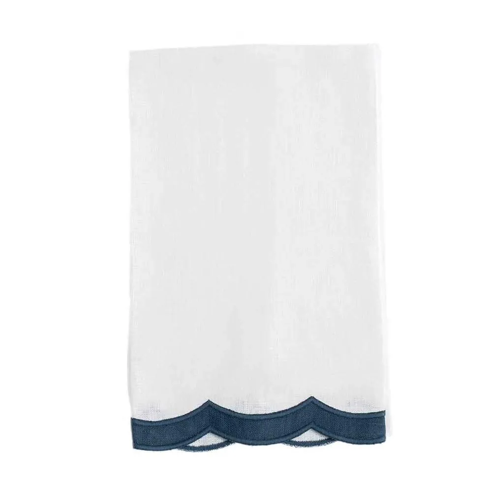 Double Happiness Scalloped Linen Guest Towel