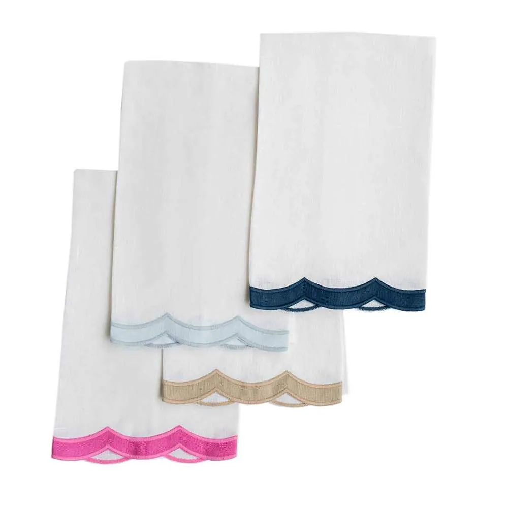 Double Happiness Scalloped Linen Guest Towel