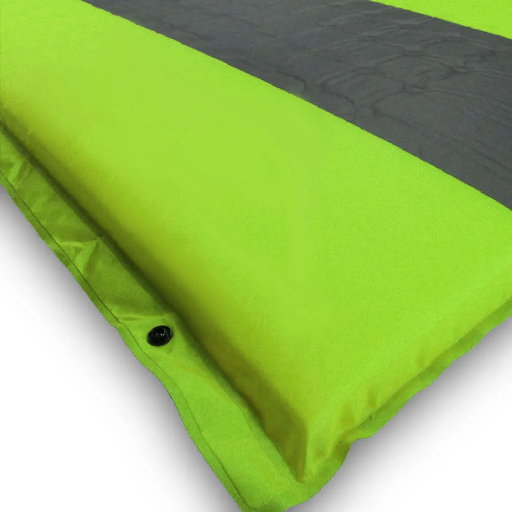 Double Self Inflating Mattress Sleeping Mat Air Bed Camping Hiking Joinable - green