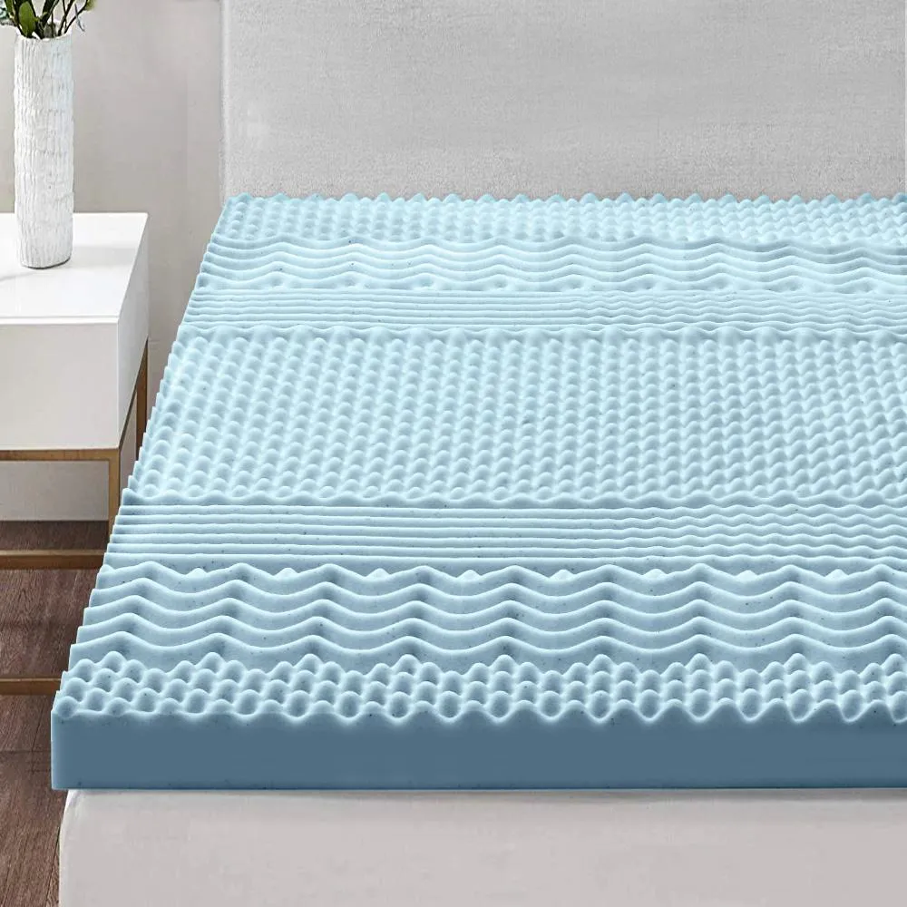 Double Size | Cool Gel 7-zone Memory Foam Mattress Topper w/Bamboo Cover 8cm