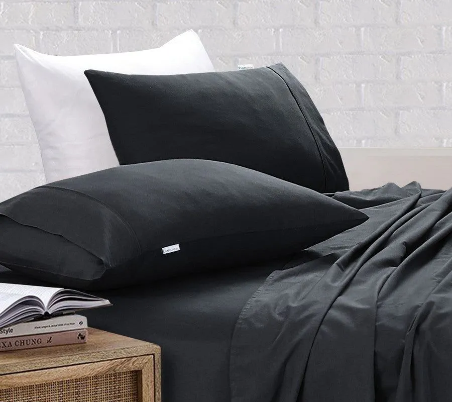 Elan Linen 100% Egyptian Cotton Vintage Washed 500TC Charcoal King Single Bed Sheets Set