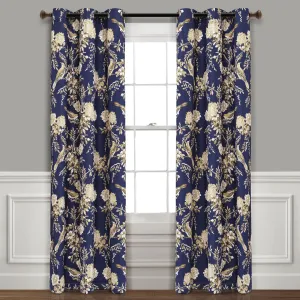 Farmhouse Bird And Flower Insulated Grommet Blackout Window Curtain Panel Set