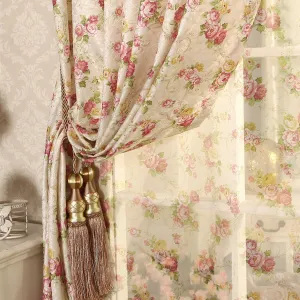 Flower Garden Embroidery Cashmere Bedroom Living Room Curtain