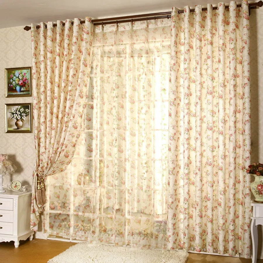 Flower Garden Embroidery Cashmere Bedroom Living Room Curtain