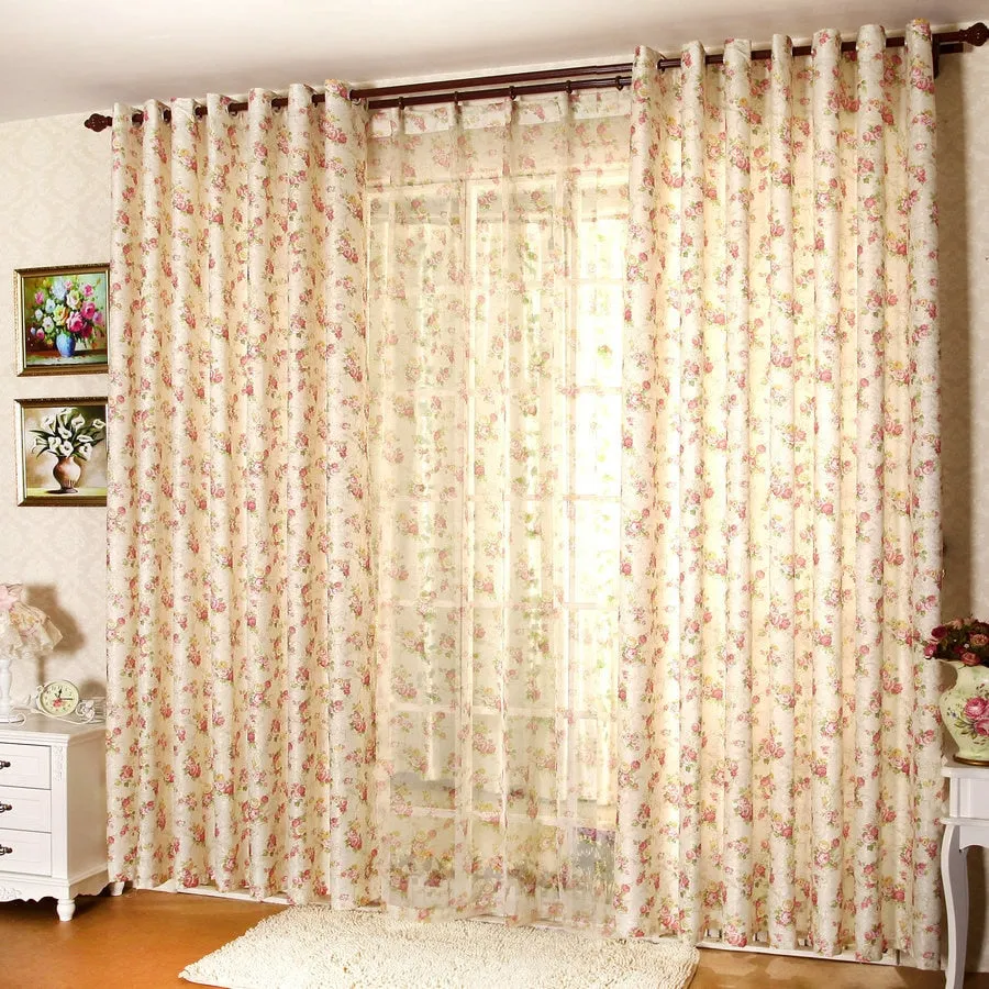 Flower Garden Embroidery Cashmere Bedroom Living Room Curtain