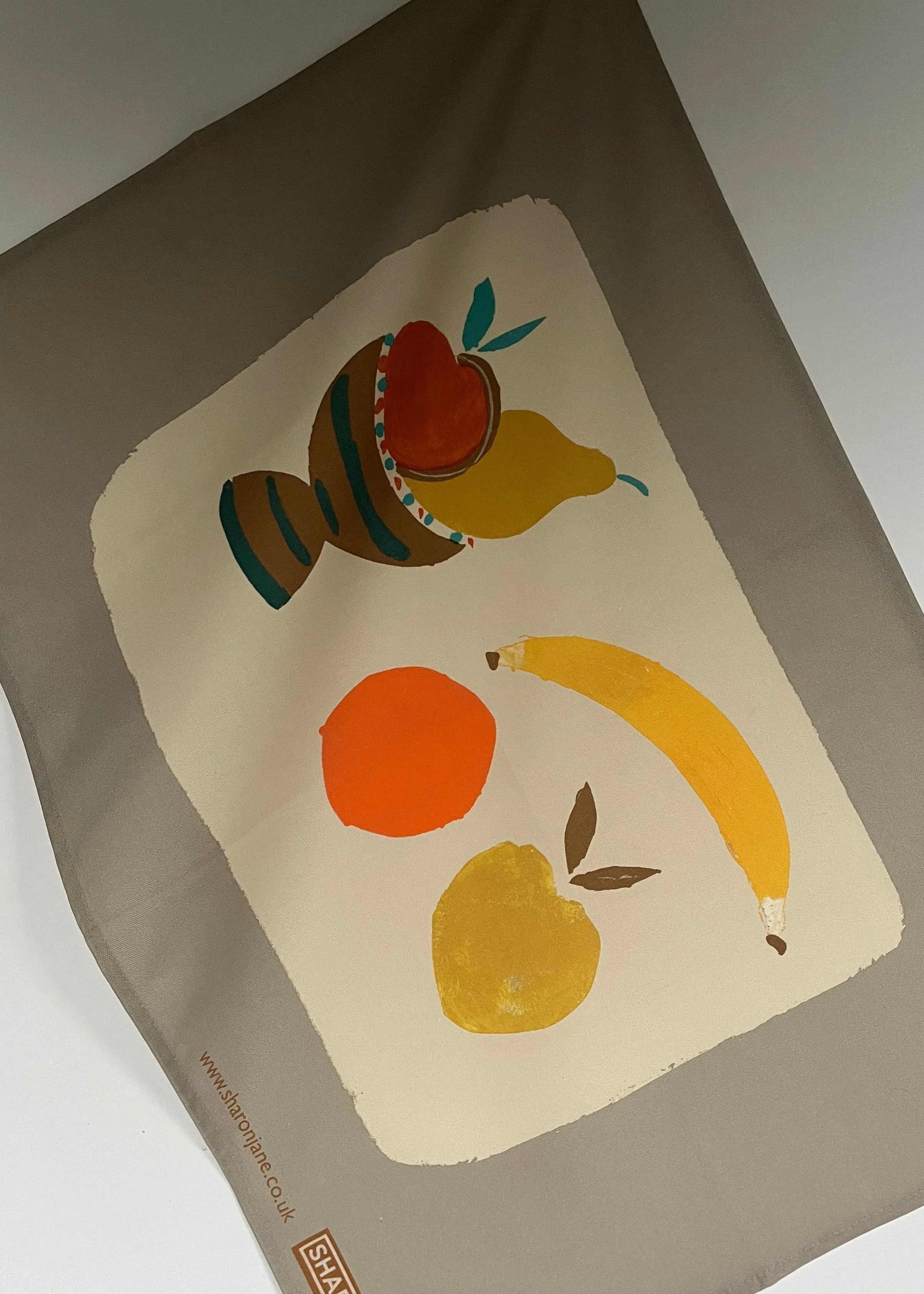 Fruit Bowl Tea Towel - Stone