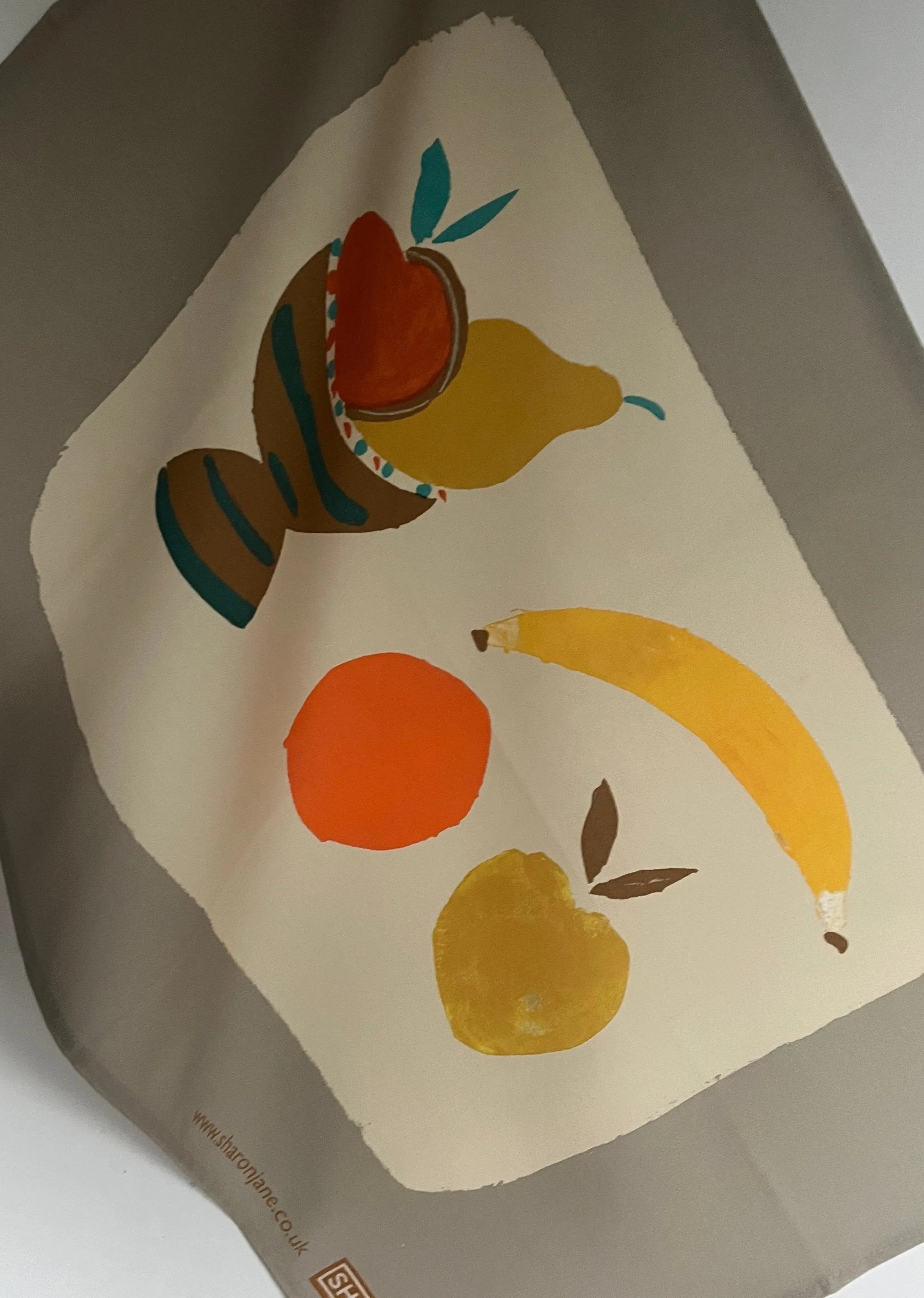 Fruit Bowl Tea Towel - Stone