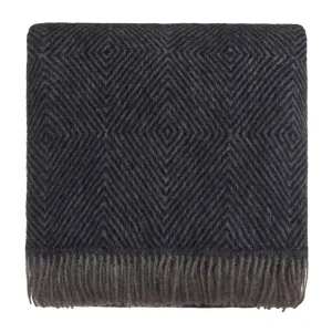 Gotland Dia Wool Blanket [Dark blue/Grey]