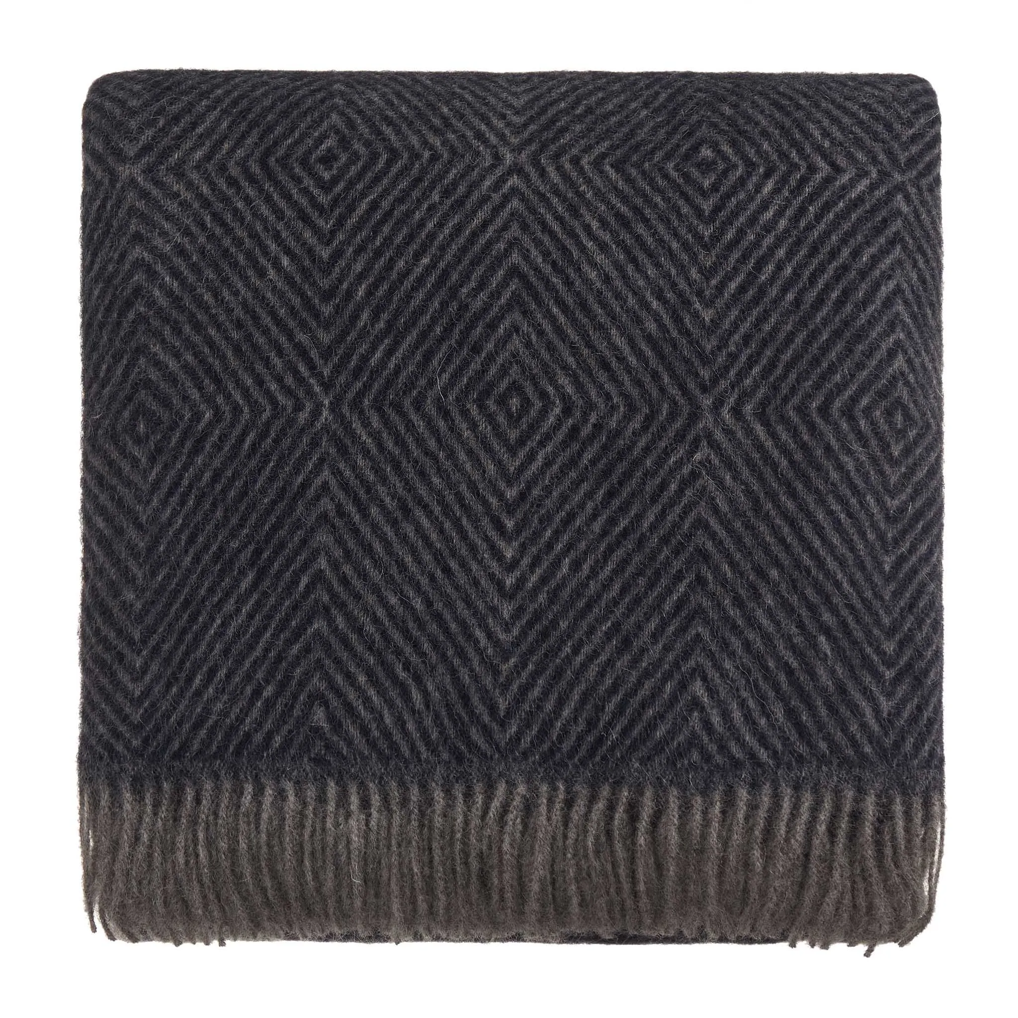 Gotland Dia Wool Blanket [Dark blue/Grey]