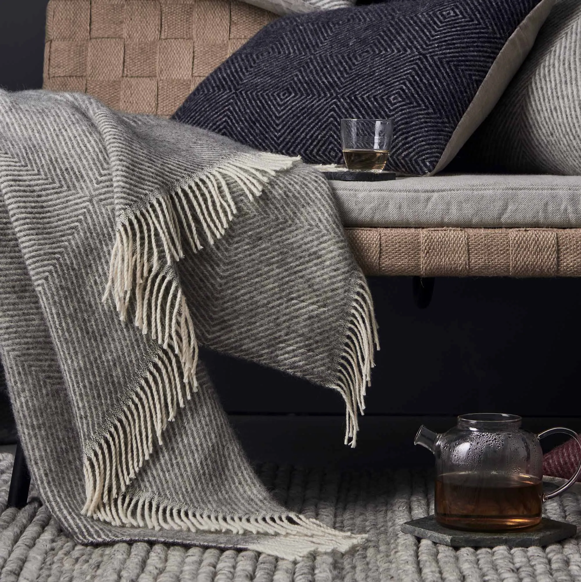 Gotland Wool Blanket [Grey/Cream]