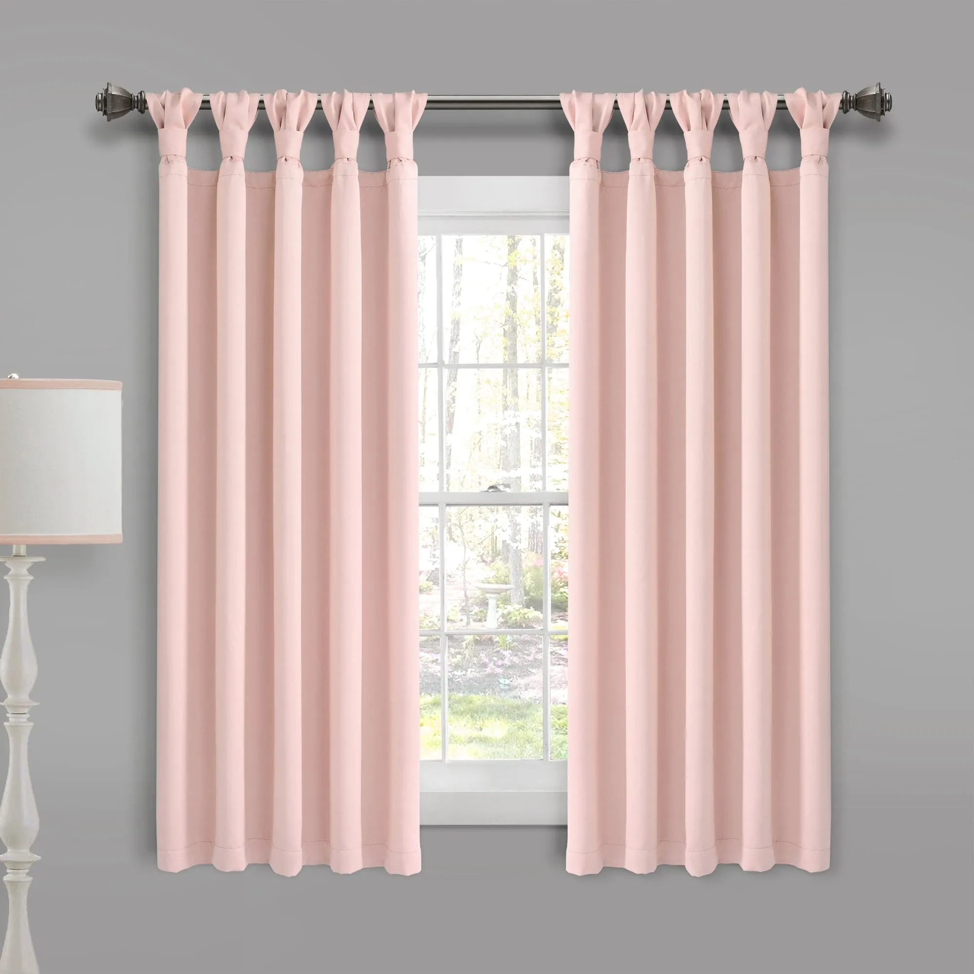 Insulated Knotted Tab Top Blackout Window Curtain Panel Set