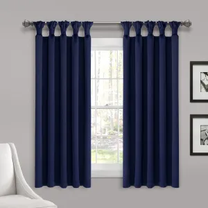 Insulated Knotted Tab Top Blackout Window Curtain Panel Set