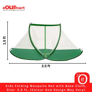 Kids Folding Mosquito Net with Base Cloth, Age (3-6 Years), Size- 1.5ft x 3.5ft, (Colour And Design May Vary)