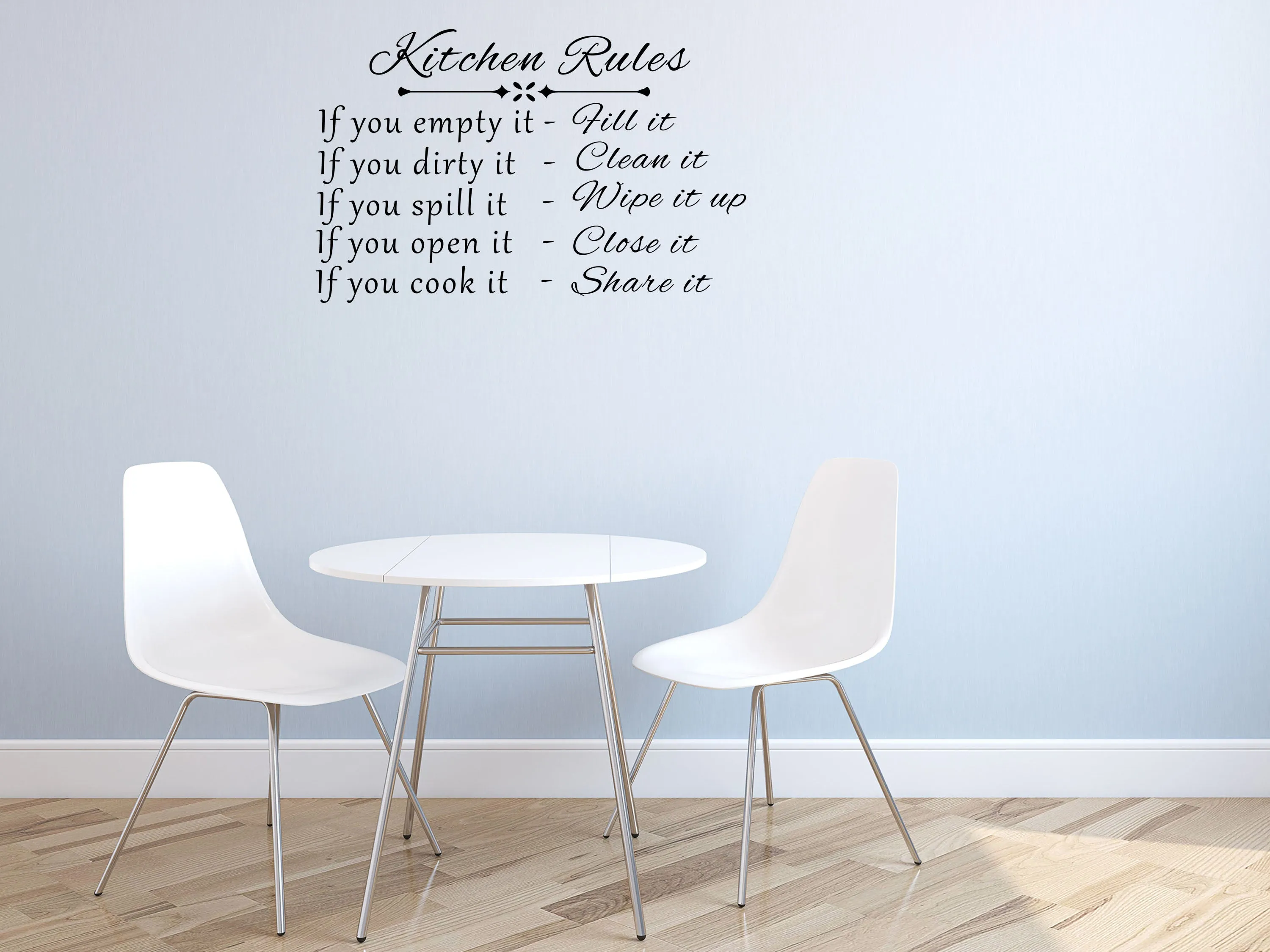 Kitchen Rules Wall Decal - Vinyl Wall Lettering Sticker For Dining Room - Wall Quote Decal