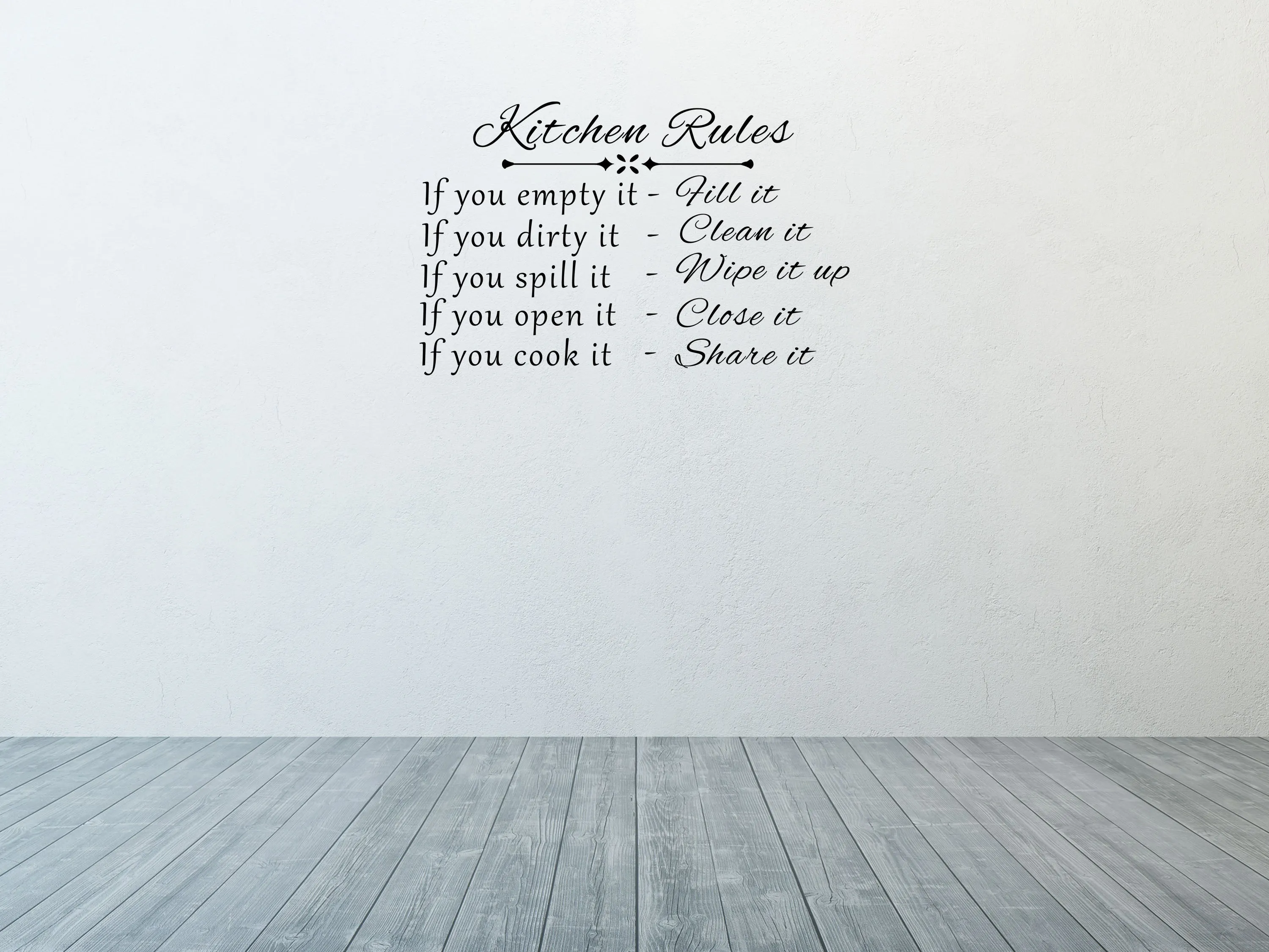 Kitchen Rules Wall Decal - Vinyl Wall Lettering Sticker For Dining Room - Wall Quote Decal