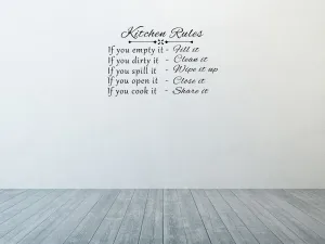 Kitchen Rules Wall Decal - Vinyl Wall Lettering Sticker For Dining Room - Wall Quote Decal