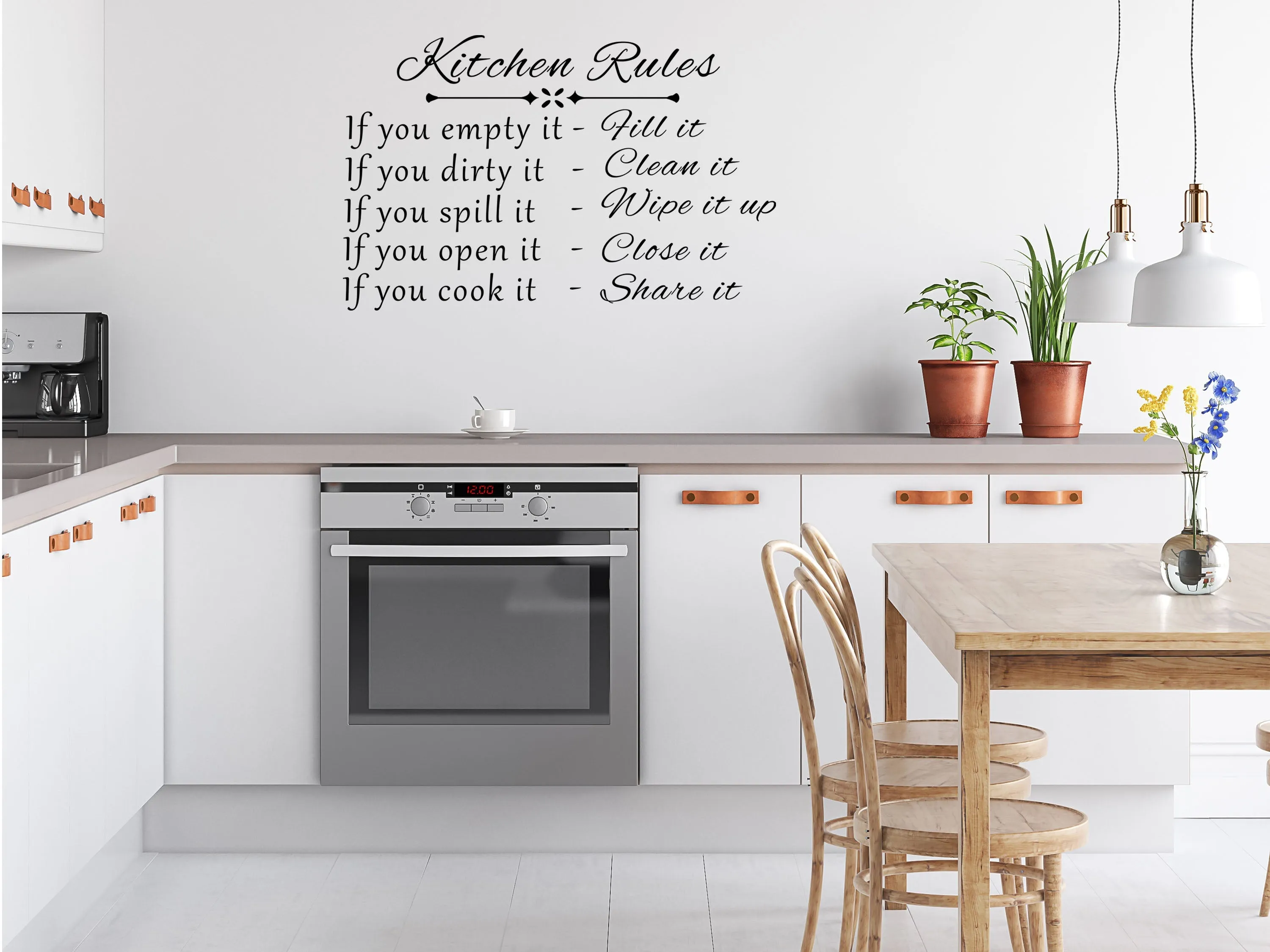 Kitchen Rules Wall Decal - Vinyl Wall Lettering Sticker For Dining Room - Wall Quote Decal