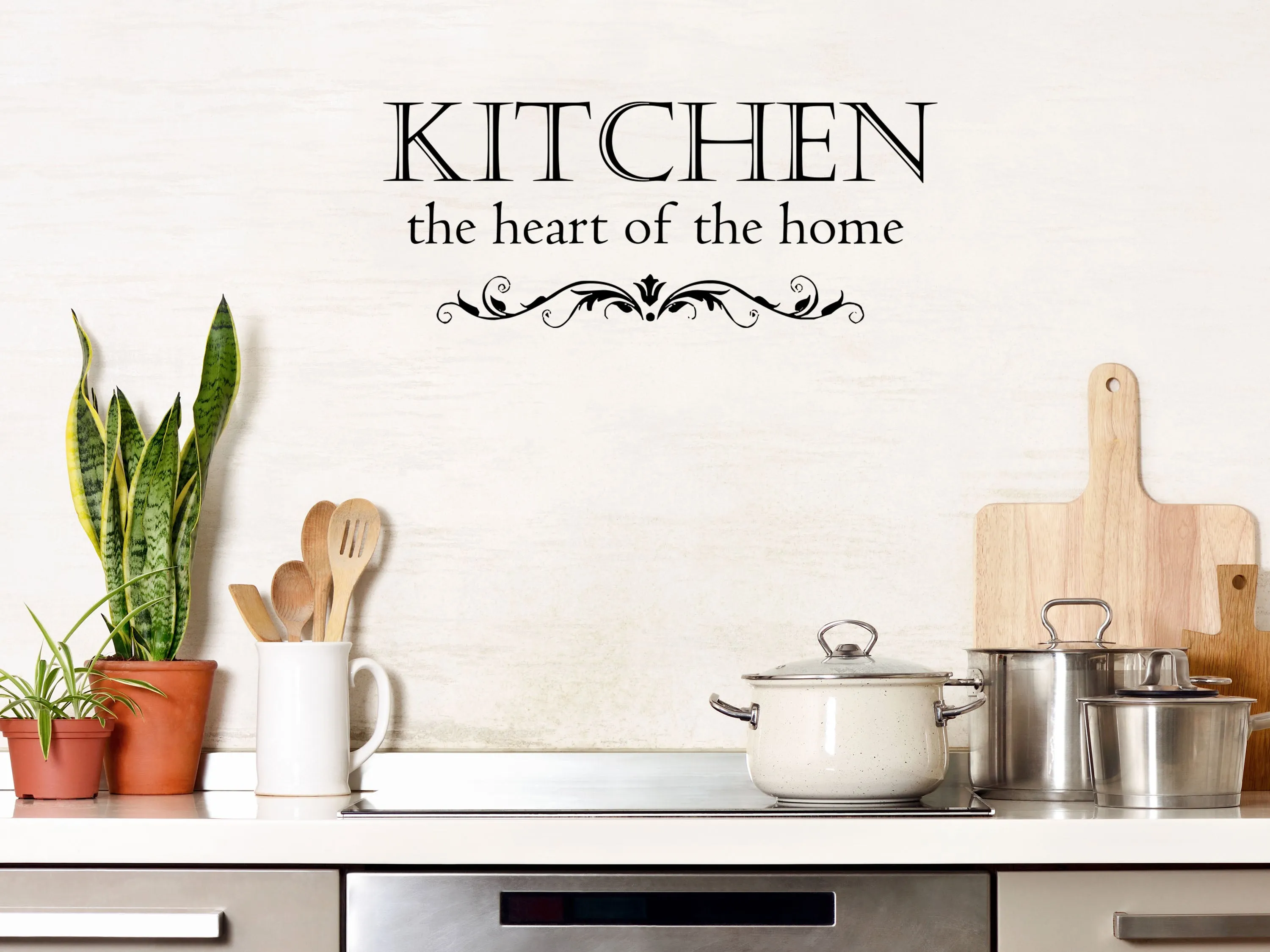 Kitchen The Heart Of The Home Wall Decal - Dining Room Wall Decal - Removeable Wall Quote Vinyl