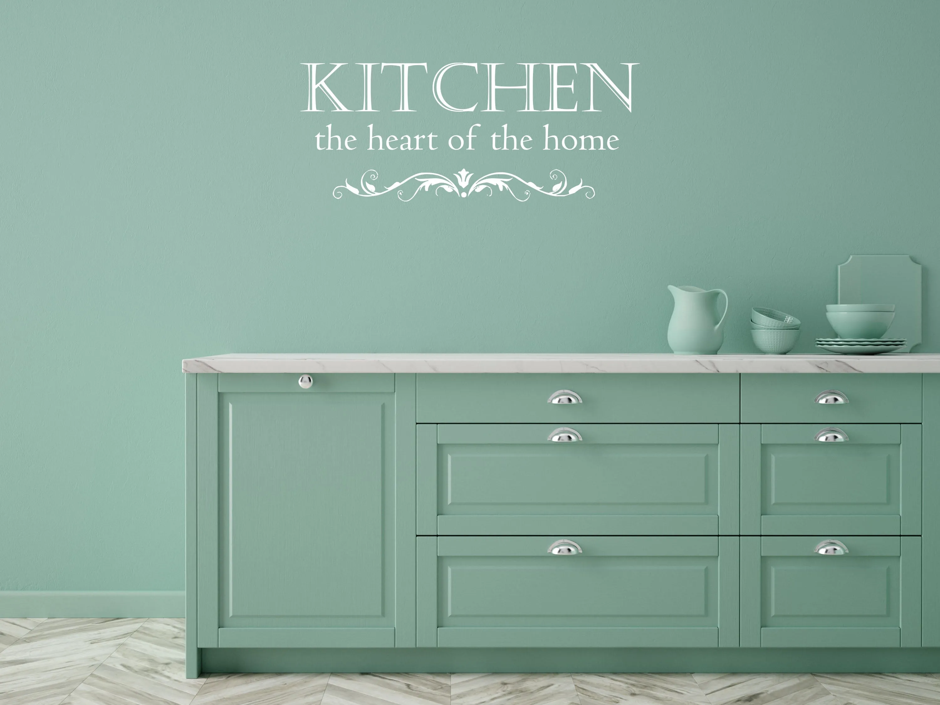 Kitchen The Heart Of The Home Wall Decal - Dining Room Wall Decal - Removeable Wall Quote Vinyl