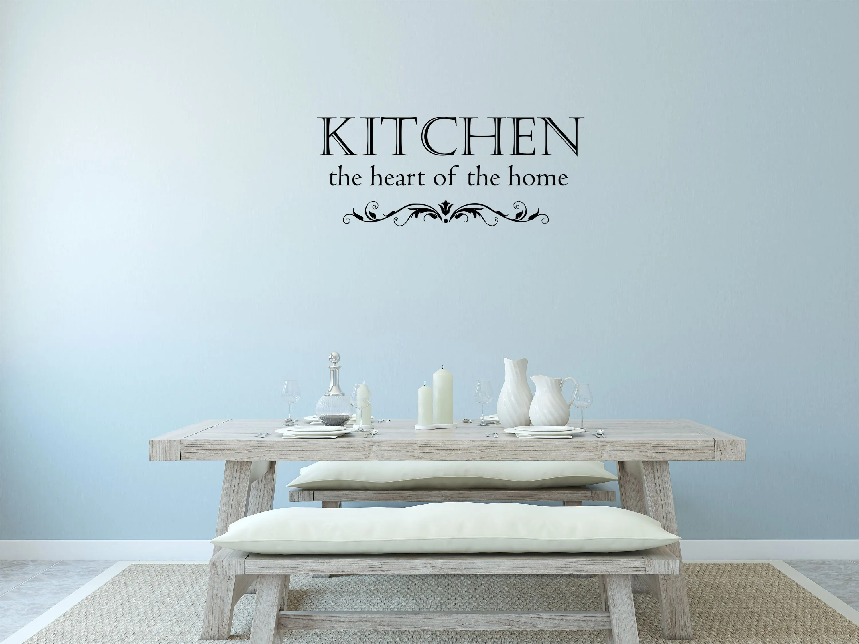 Kitchen The Heart Of The Home Wall Decal - Dining Room Wall Decal - Removeable Wall Quote Vinyl