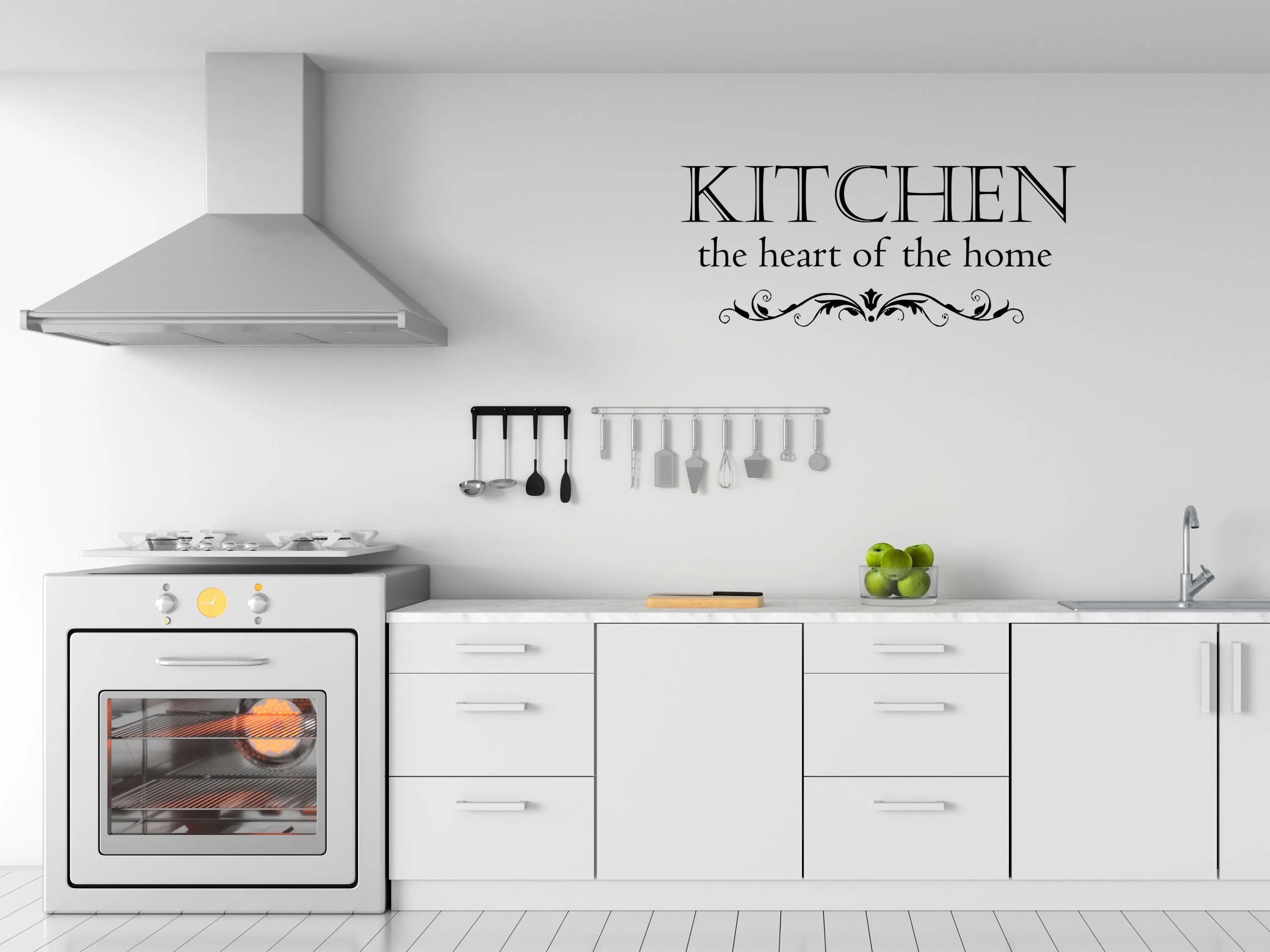 Kitchen The Heart Of The Home Wall Decal - Dining Room Wall Decal - Removeable Wall Quote Vinyl