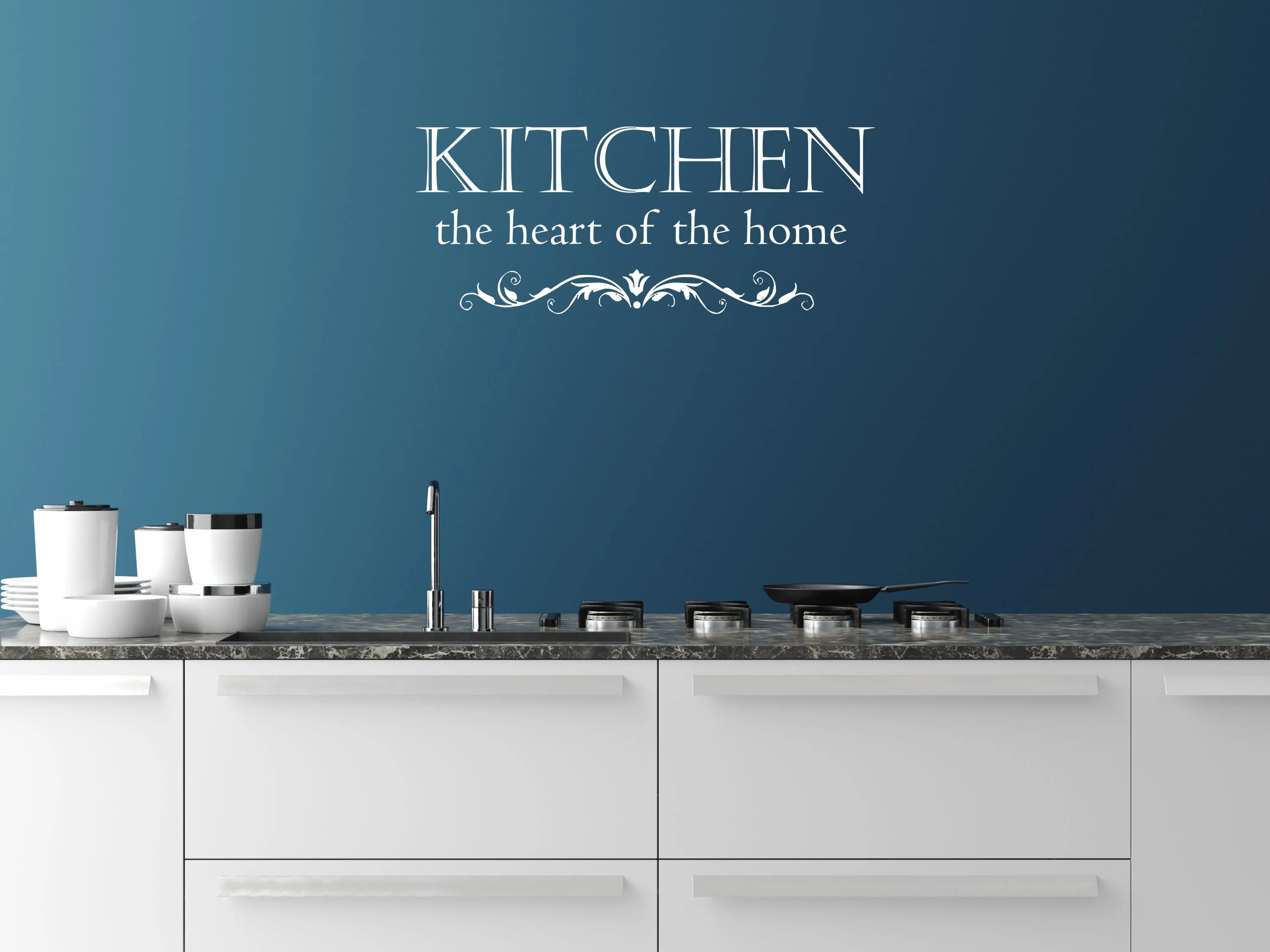 Kitchen The Heart Of The Home Wall Decal - Dining Room Wall Decal - Removeable Wall Quote Vinyl