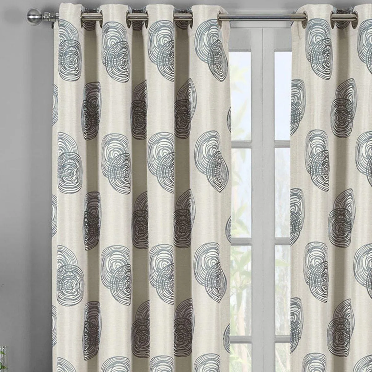 Lafayette Modern Abstract Jacquard Curtain Panels With Grommets ( Set of 2 Panels )