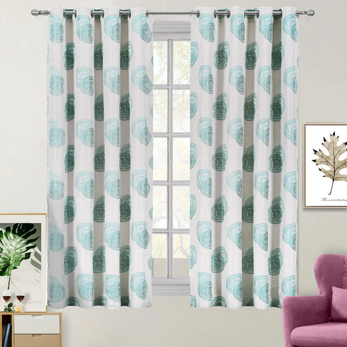 Lafayette Modern Abstract Jacquard Curtain Panels With Grommets ( Set of 2 Panels )