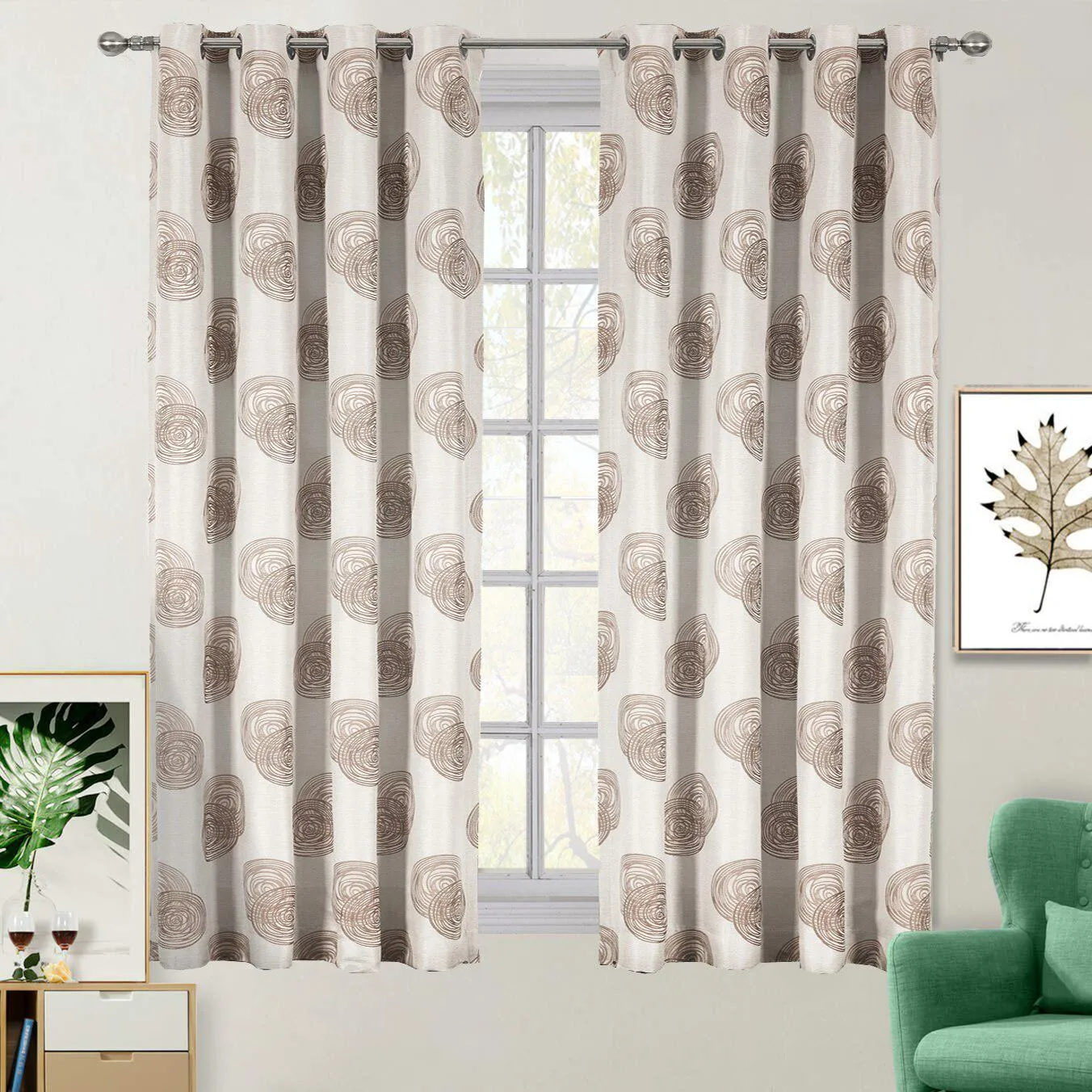 Lafayette Modern Abstract Jacquard Curtain Panels With Grommets ( Set of 2 Panels )