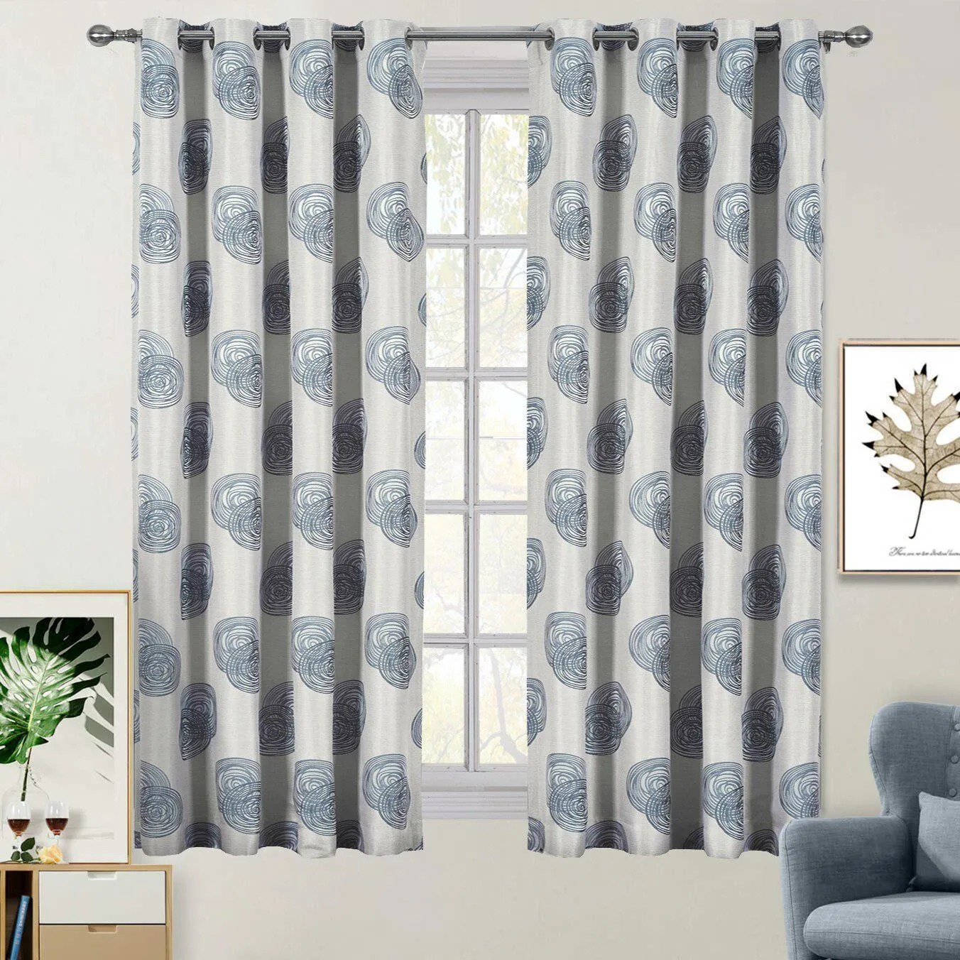 Lafayette Modern Abstract Jacquard Curtain Panels With Grommets ( Set of 2 Panels )